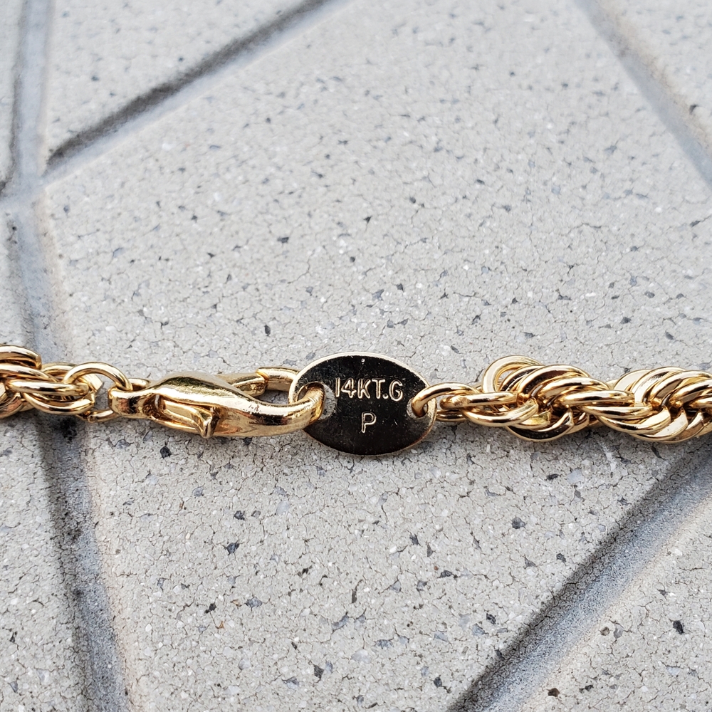 Vintage 14K Yellow Gold Plated Diamond Cut Rope Necklace - Picture 5 of 9